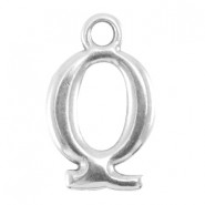 DQ metalen letter bedel Q Antiek zilver